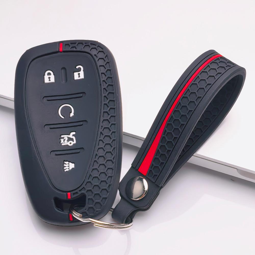 Key Fob Cover for Chevrolet 1500 Equinox Malibu Traverse Blazer Suburban Tahoe Sierra with Keychain Anti-Scratch Surface Shockproof Structure
