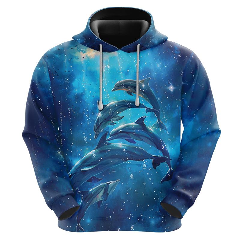 Pánské a dámské 3D mikiny s kapucí College DolDave, grafická mikina s mořským zvířetem, dospělý svetr, hipsterská streetwearová móda 2025