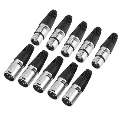 5 Pairs of Male Plug   Female Jack 3 Pin XLR Microphone Cable Connector Mic Adaptor