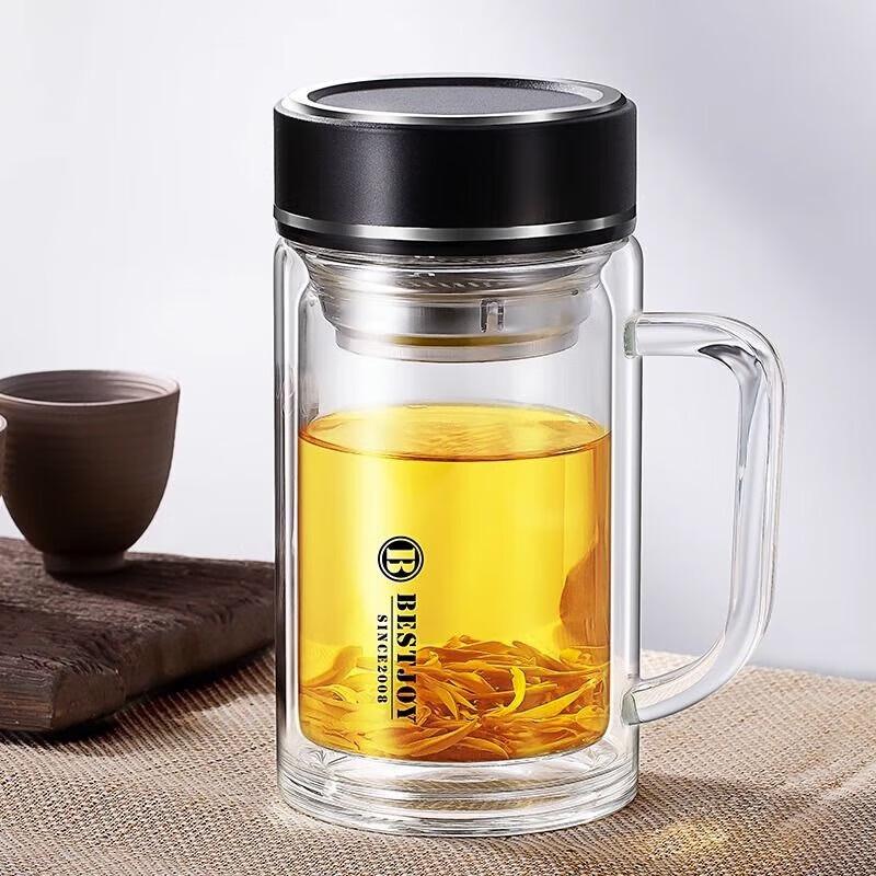 FUGUANG Double-Wall Glass Tea Infuser Office Mug