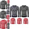 Klassischer Slim Fit Herren Weihnachts-Pullover mit O-Ausschnitt und Schneeflocken-Design