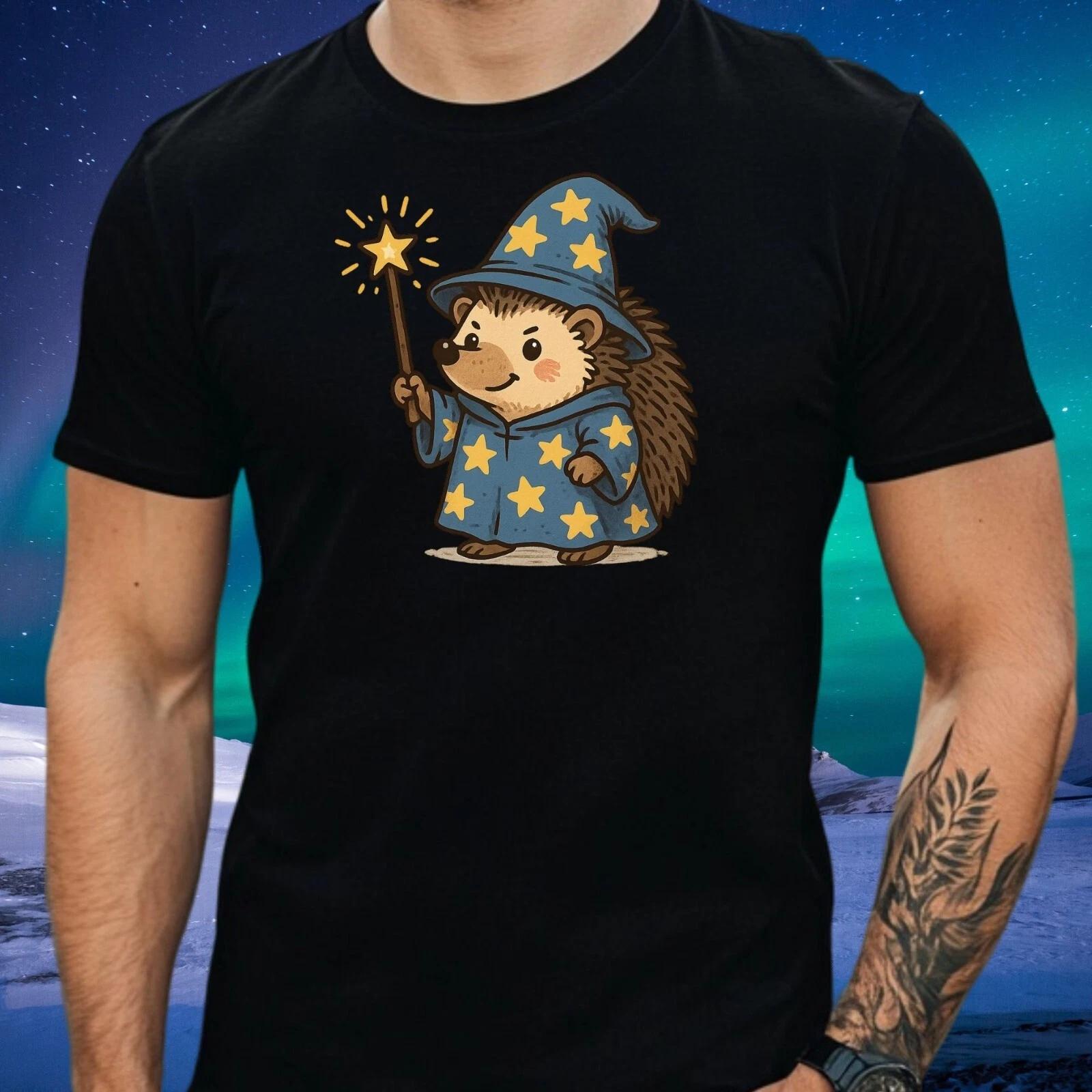 T-Shirt Herren Igel Zauberer Motiv Baumwolle Größe S bis 5XL XXXL