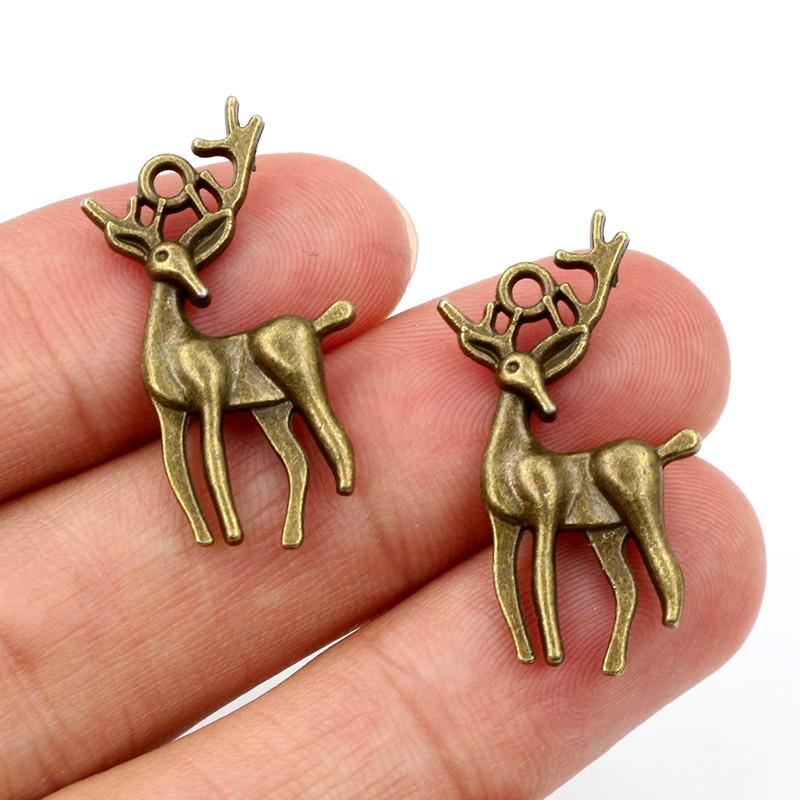 

30pcs/lot 28x13mm Bronze Antique Silver Plated Deer Cute Handmade Charms Pendant:DIY Jewelry Finddings for Bracelet Necklace антична бронзова кольору
