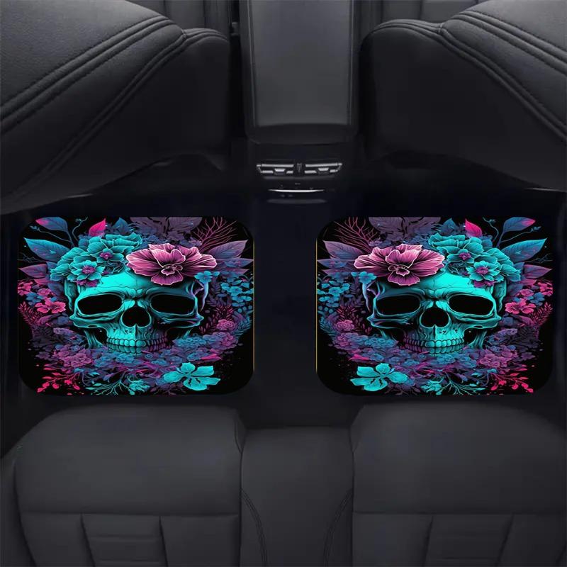 Durable High End Blue Skull Pattern Car Floor Mat Suitable for Decorative Accessories at the Standard Driving Position Car Mat
