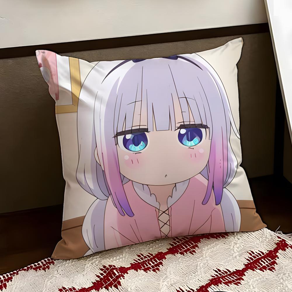 Miss Kobayashis Dragon Maid Cushion Cover Reversible Soft Durable Pillow Cover Home  Car MultiScene Use for Daily Comfort