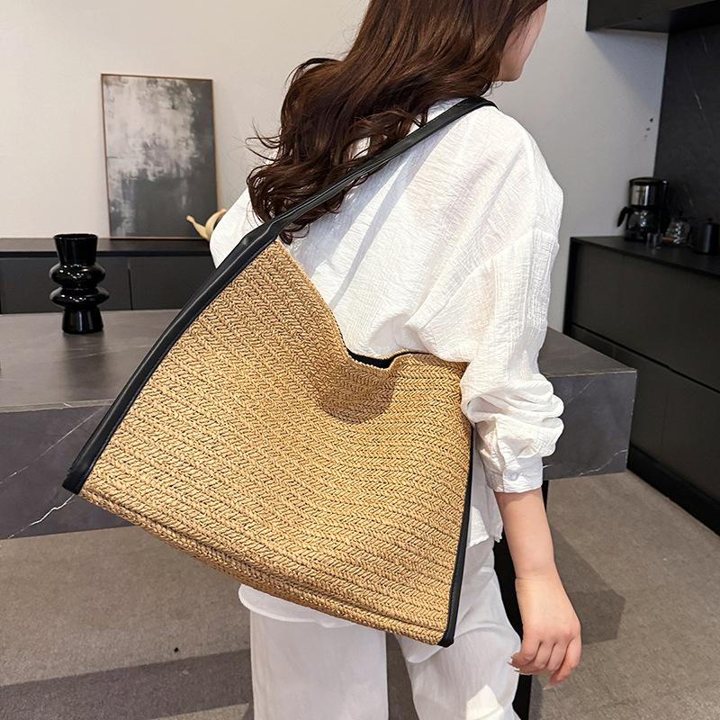 Lazy wind vacation beach oversized capacity straw bag shoulder bag niche versatile spring and summer tote bag
