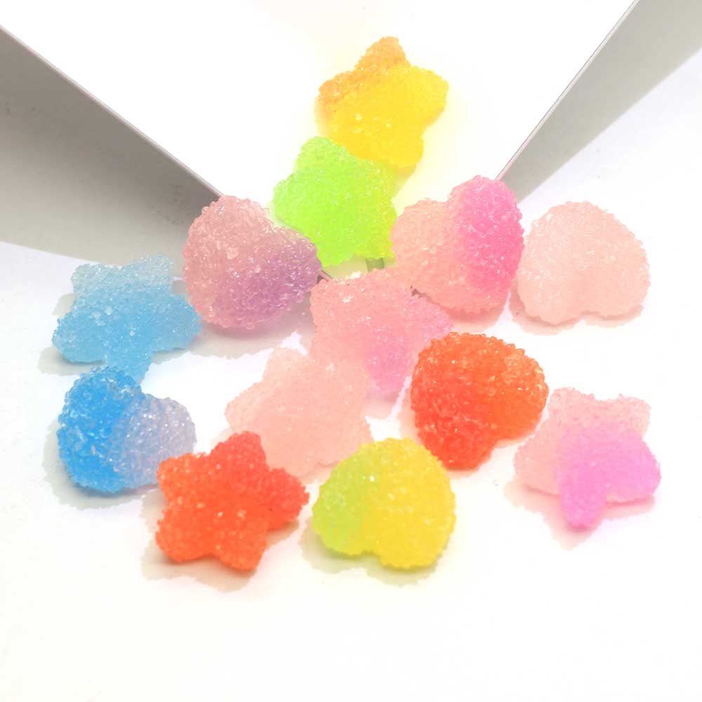 Flat Back Gummy Candy Resin Cabochon Star Shape Heart Shape for DIY Embellishments Scrapbooking