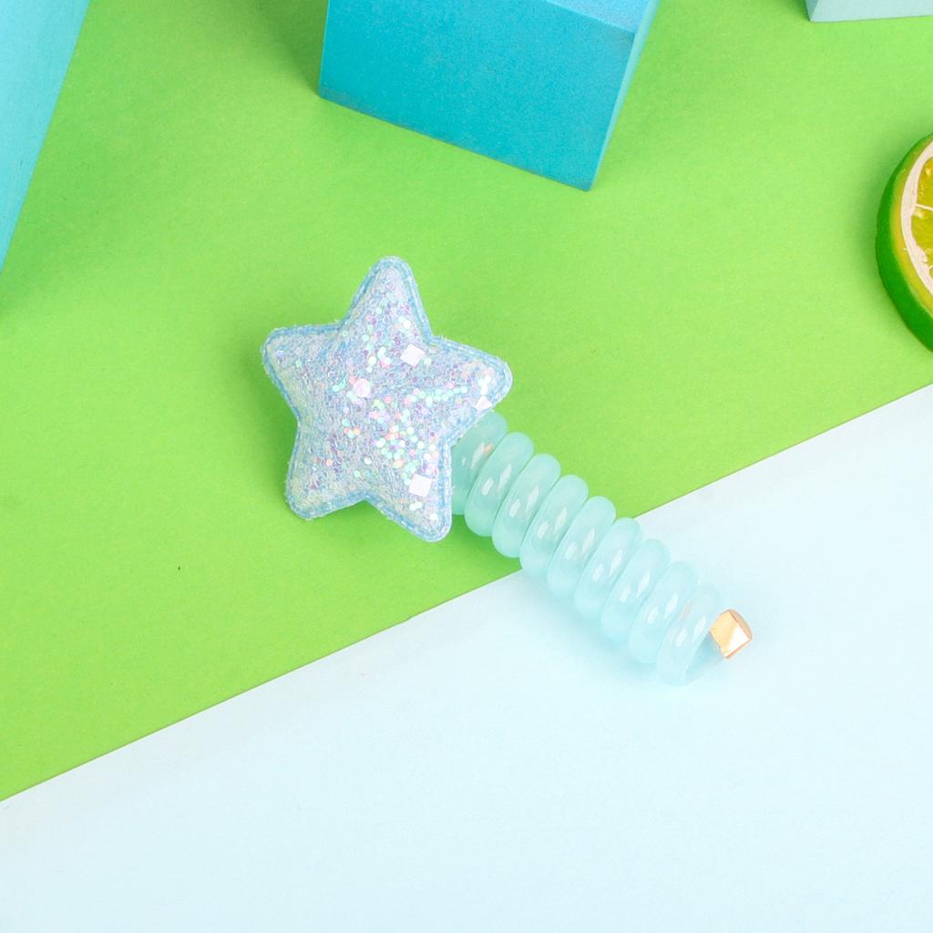 Neues Pailletten-Blumen-Elastisches Haarband Niedliche Mädchen Telefonkabel Linie Elastizität Glitzer Stern Haarband Für Kinder Haarschmuck