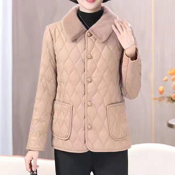 Cappotto Invernale in Cotone Spesso Foderato in Pile per Mamma, Giacca Corta Imbottita per Donne di Mezza Età e Anziane