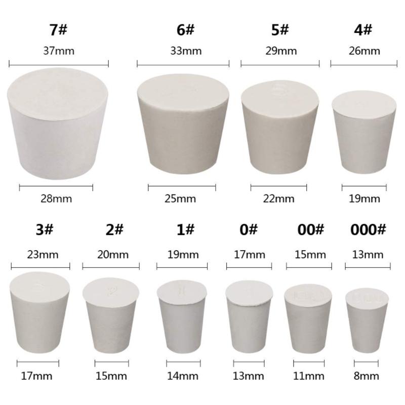 1/5 buc dopuri din cauciuc de laborator, dop de etanșare cu împingere în laborator, tub conic alb solid, rezistent la alcalii