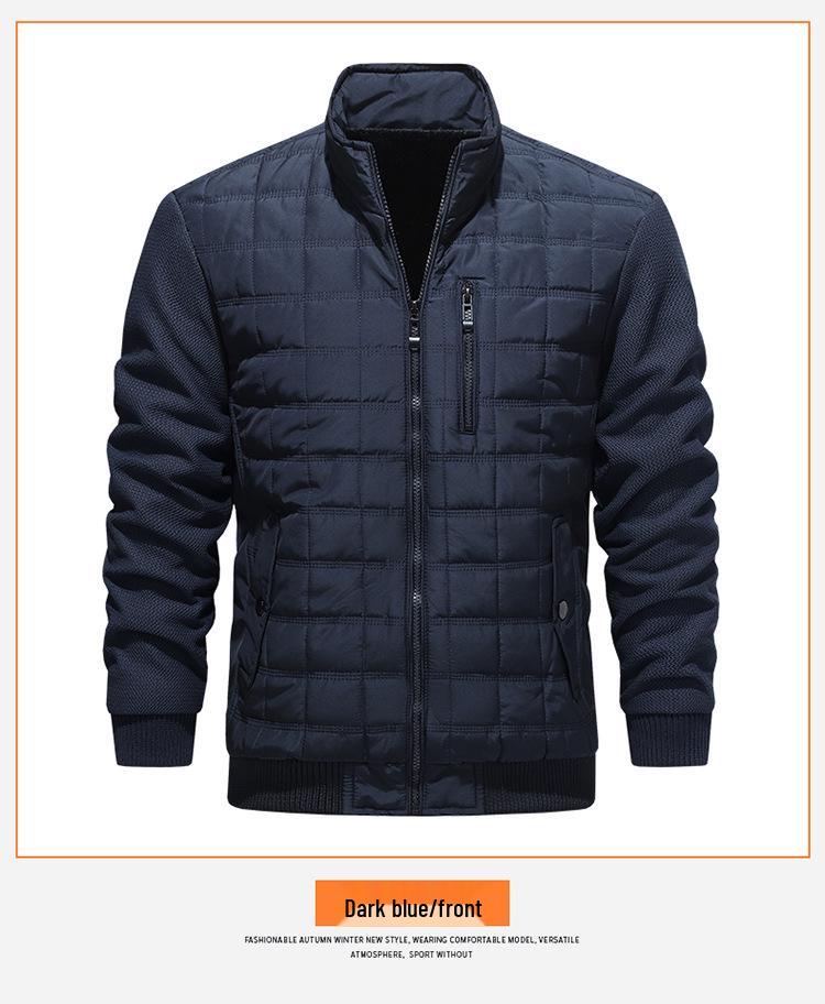 Men s Autumn/Winter Plaid Baseball Jacket - Casual, Versatile, Windproof Cotton Jacket with Long Sleeves Medium