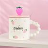 Cute Ceramic Mug with Lid Spoon Small Fresh Water Cup Souvenir Home Coffee Cup Strawberry Couple Cup
