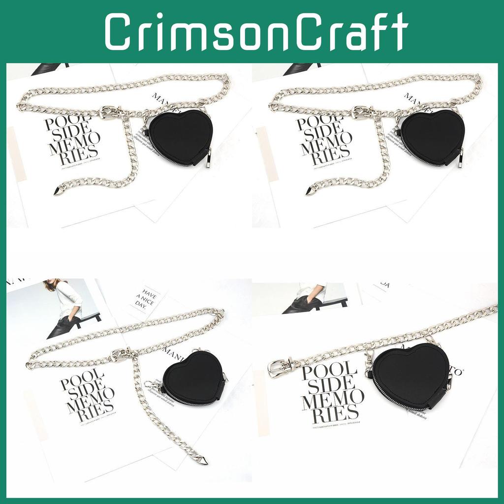 Women Fashion Metal Waist Chain With Detachable Heart Shaped Pendant Bag