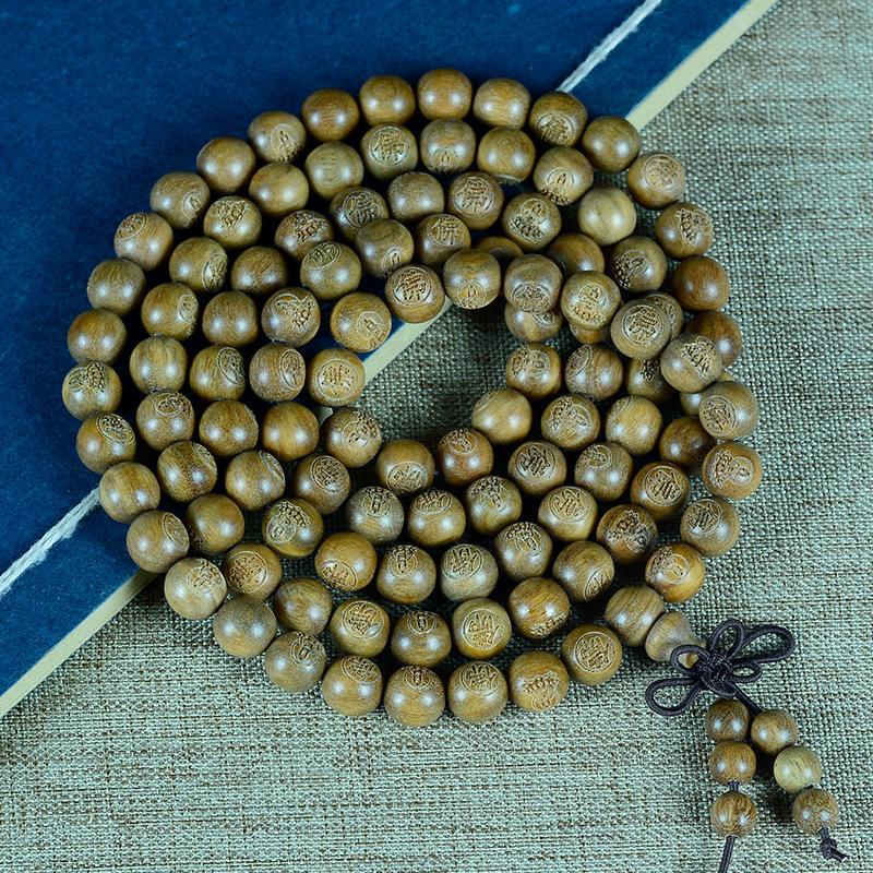 Argentina old material submerged green sandalwood bracelet sandalwood wooden cultural toy bracelet men's and women's jewelry buddhist beads