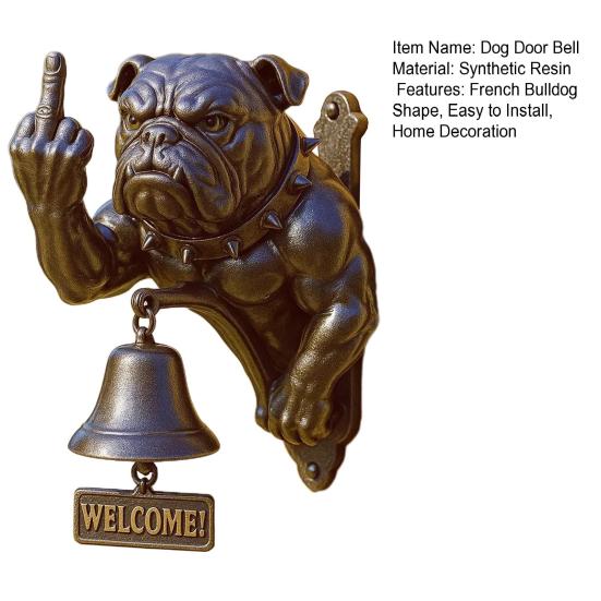 French Bulldog Welcome Door Bell Vintage Resin Dog Head Doorbell