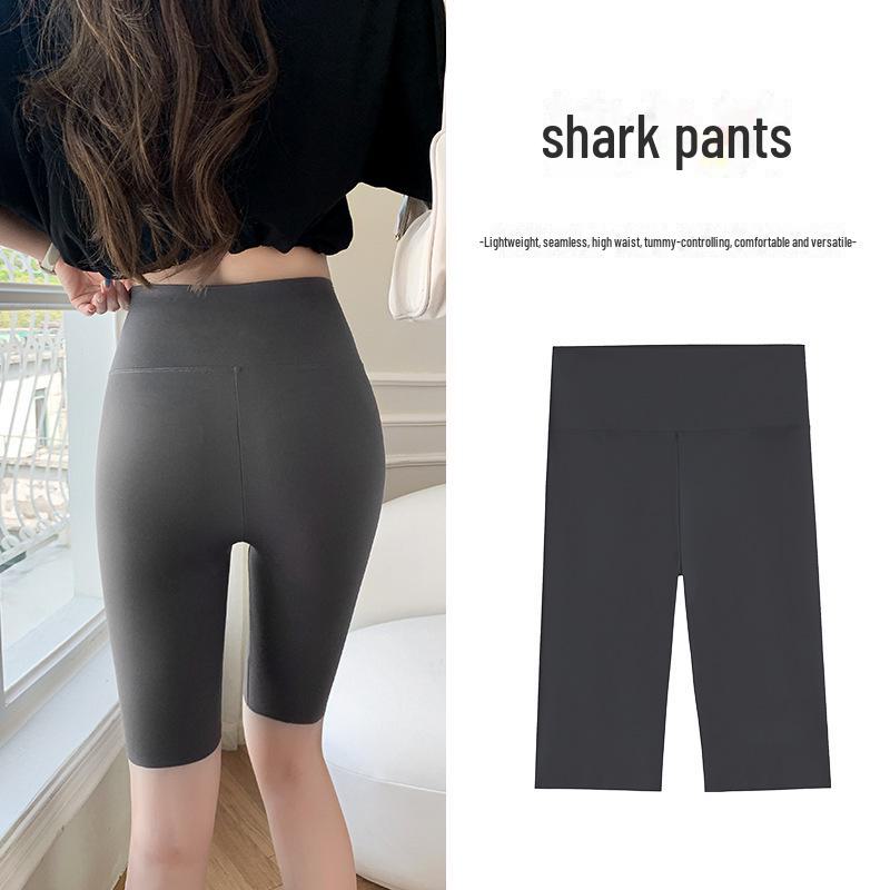 

Женские тонкие шорты для йоги и велоспорта из кожи акулы с высокой талией: Летняя верхняя одежда, поддержка бедер и живота, длина до пяти точек. 3XL