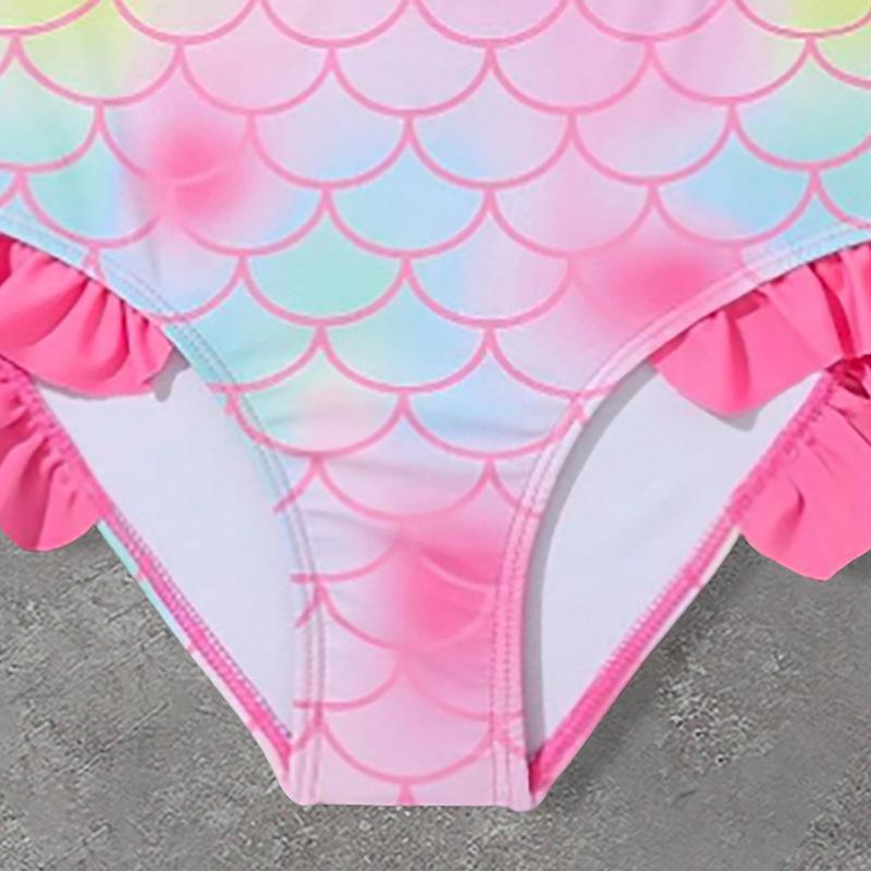 2025 New Style Girls' Long-Sleeve Mermaid Two-Piece Swimsuit