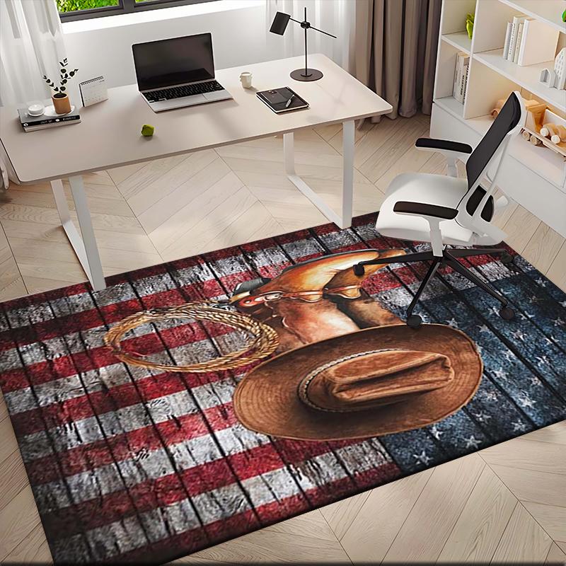 1 pezzo Tappeto Tappeto con la bandiera dello stato del Texas e cowboy per Soggiorno Camera da letto Casa Decorazione Divano, Tappetino Antiscivolo per Giochi Bambini