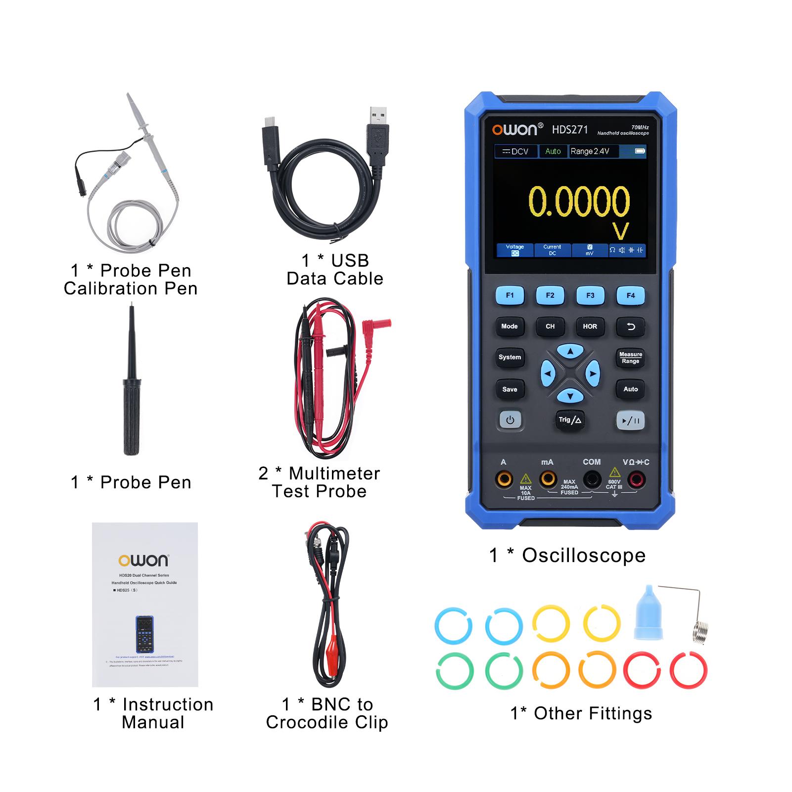 

Oscilloscope Multimeter Waveform Generator 70MHz Single Channel 250MSaCelsiuss 3 in 1 Digital Oscilloscope with 3.5 Inch LCD 320x240 Display