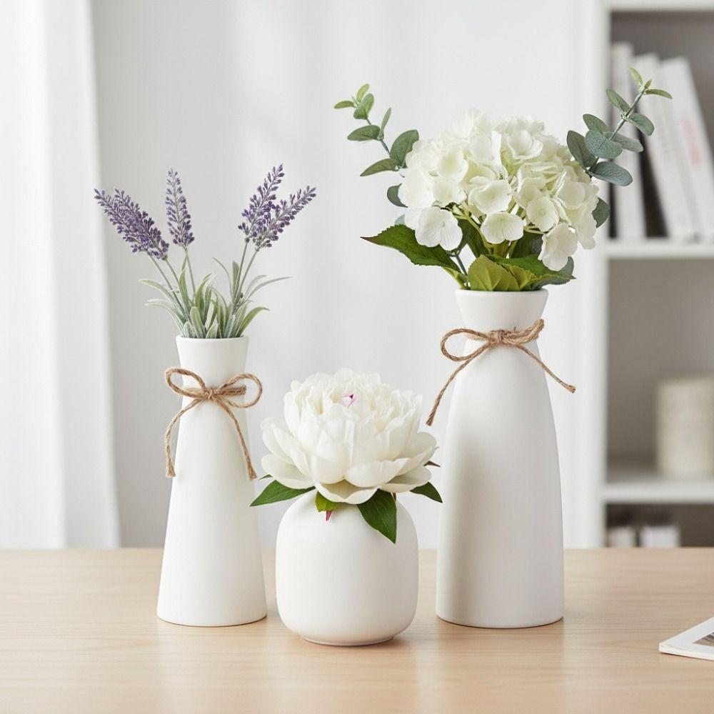 3 Pieces Narrow-mouthed Modern Style Dried Flowers Vase Set Living Room Simple Vase  Dining Table