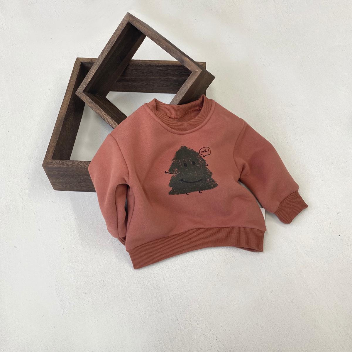 

Kids Fleece-Lined Christmas Tree Sweatshirt - Long Sleeve Round Neck Top for Boys & Girls 80 cm коричневий