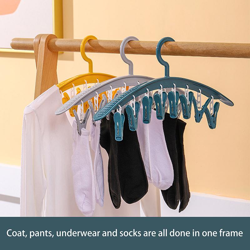 1Pc 41cm Clothes Drying Rack Traceless Clothes Hanger Windproof Plastic Drying Underwear Sock Clip Clothes Hanger Clothespins
