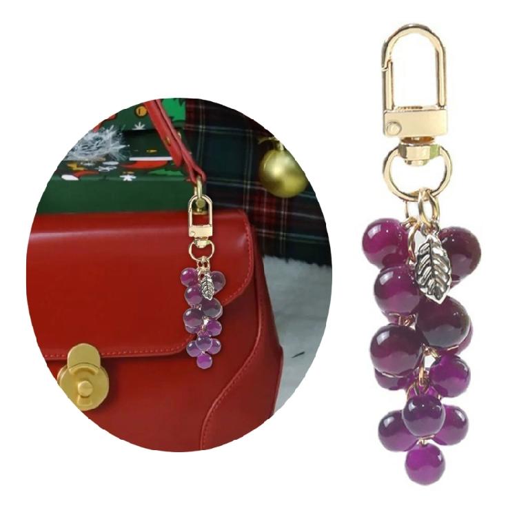 Grape Pendant Keychain Hanging Keyring Ornament Gift for Fashion Enthusiasts