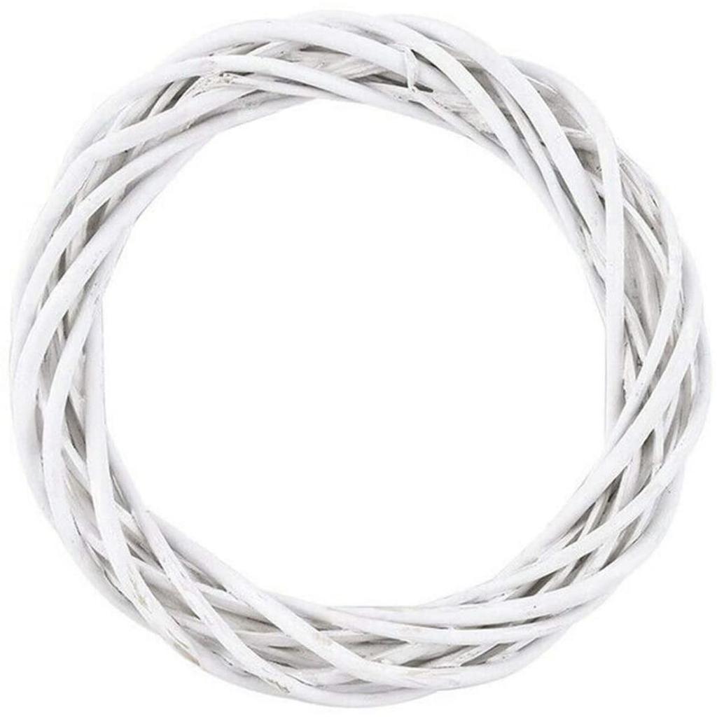 Xmas Hanging Blank Ornament Natural Wicker Wreath Christmas Decoration Rattan Ring White Garland