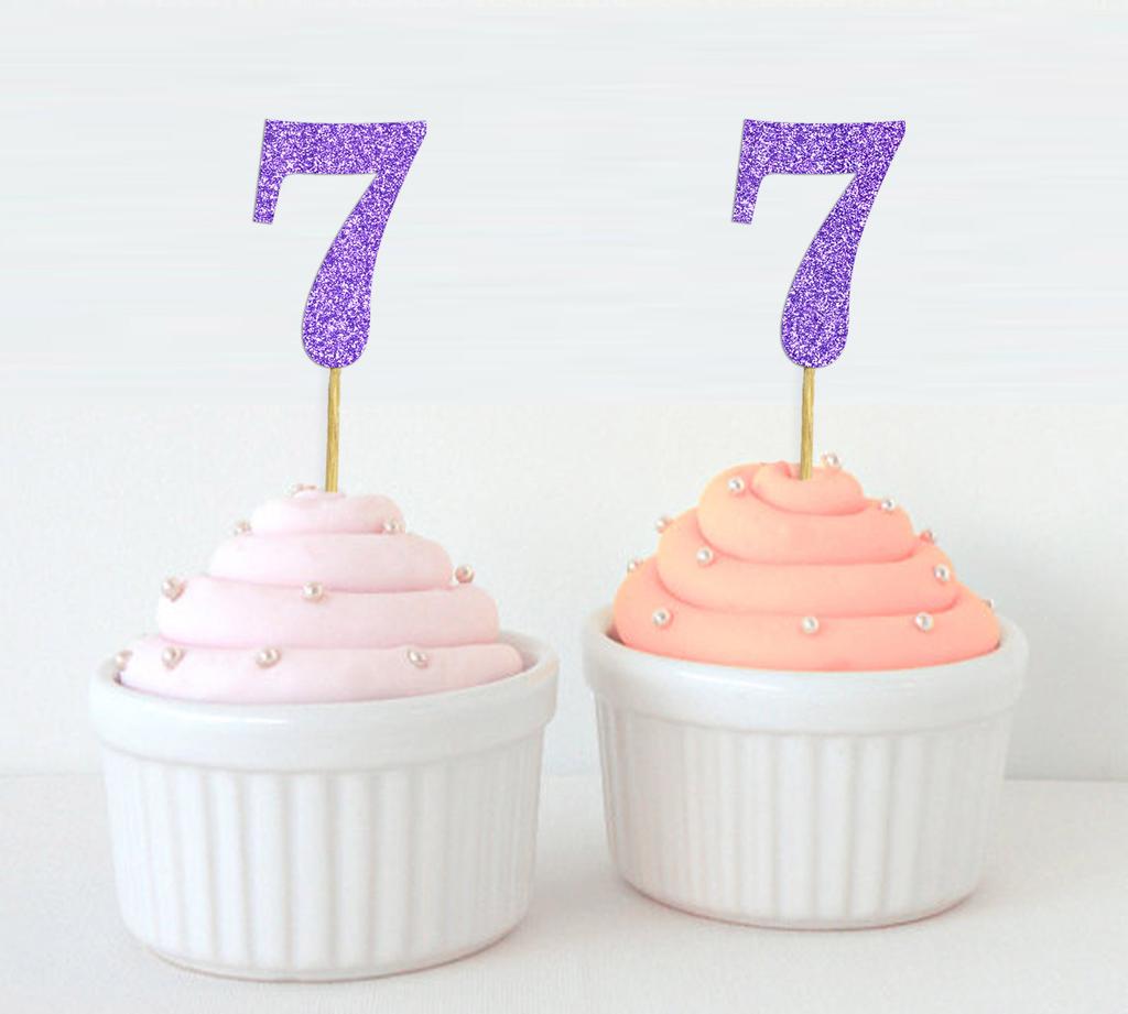 Darling Souvenir| Number 7 Birthday Year Cupcake Toppers| Birthday  Anniversary Party Dessert Decorations - Pack Of