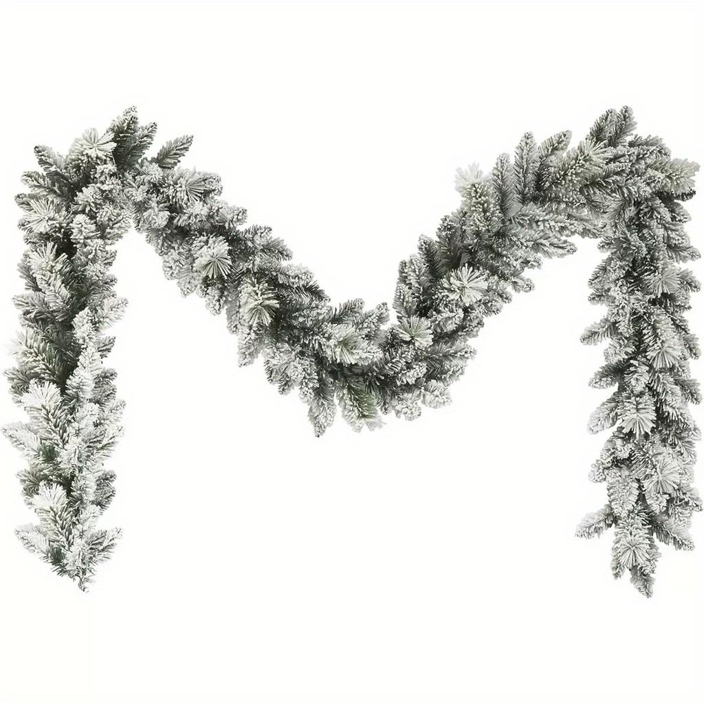 1pc 9-foot snowflake Christmas wreath - suitable for indoor/outdoor holiday decorations, fireplaces, seasonal decorations,