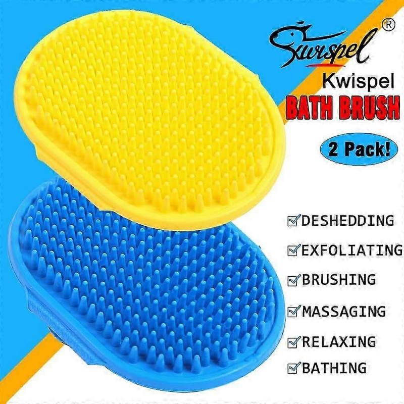 2 Pcs Dog Grooming Brush, Pet Shampoo Brush Dog Bath Grooming Shedding Brush Soothing Massage Rubber Comb with Adjustable Strap for Short Long Haired