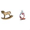 Rustic Wood Rocking Horse Sculpture Figurine Ornament for Countertop Cabinet TV Stand NightStand