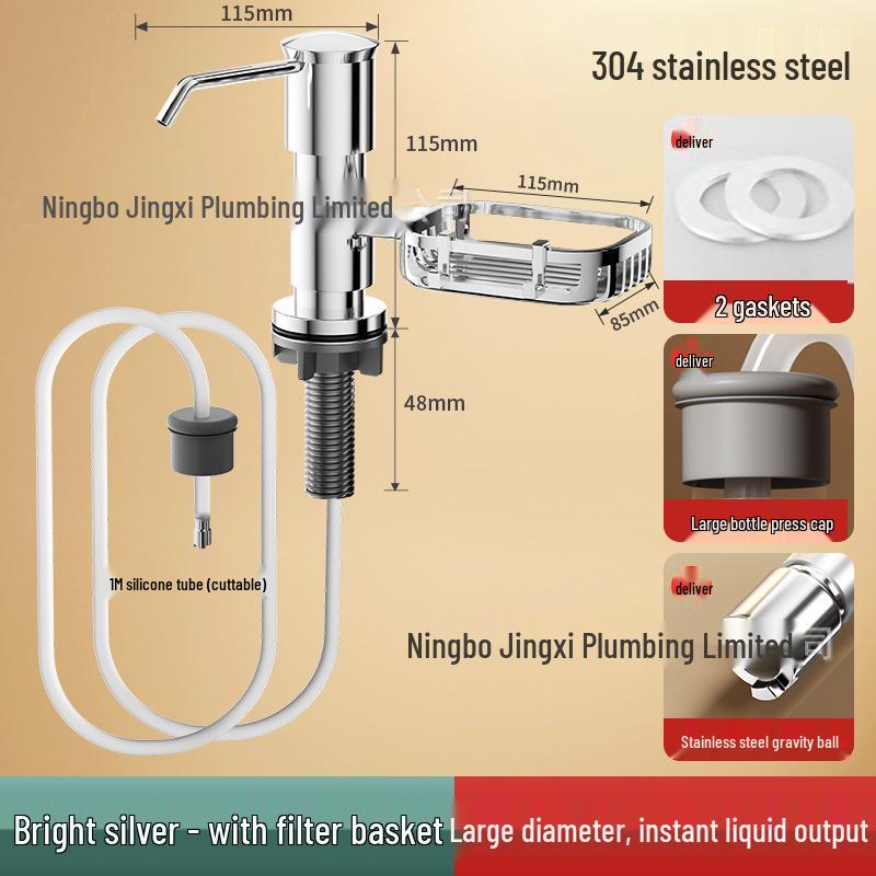 Dish Soap Dispenser with Extension Tube for Kitchen and Vegetable Wash
