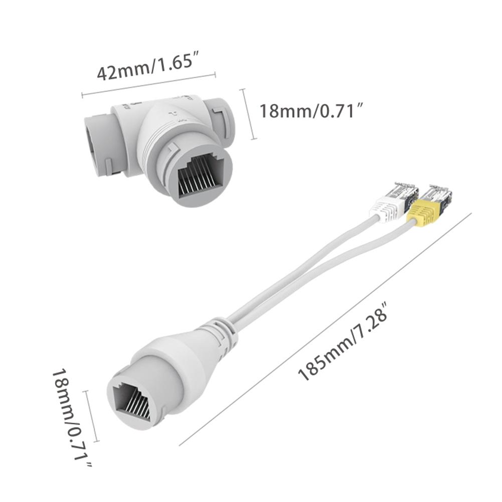 2-in-1 POE Camera Cable Connector Splitter RJ45 Connector for IP