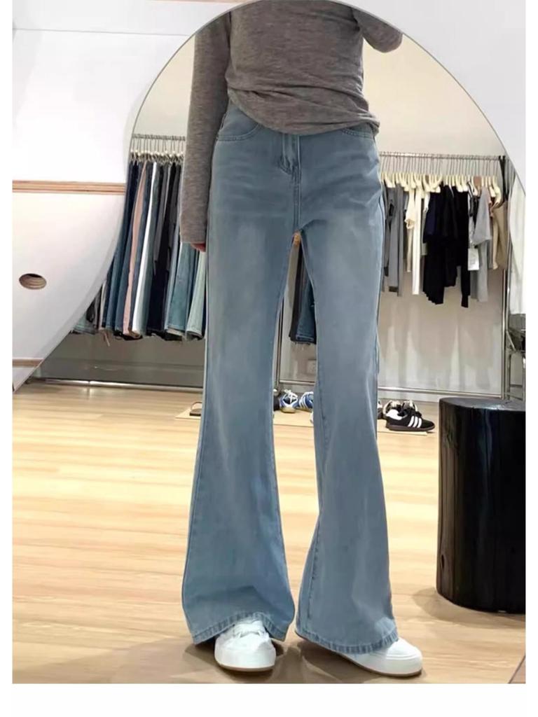 Plus Size High Waist Retro Flare Jeans for Women - Pear Shape Slimming Straight Leg Pants