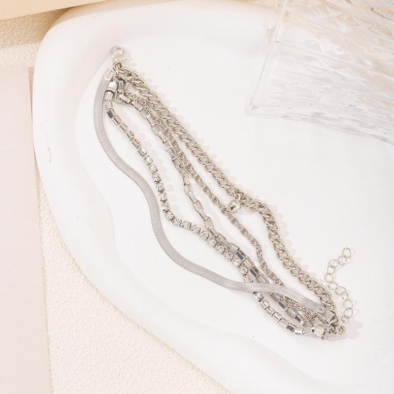 Autumn new jewelry alloy multi-layer stacked bracelet personalized niche diamond-encrusted bracelet women
