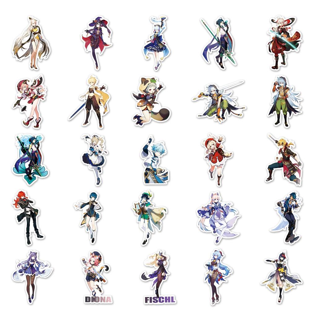 Genshin Impact Waterproof Laptop & Suitcase Sticker Set (50PCS) - Trendy Game Decor