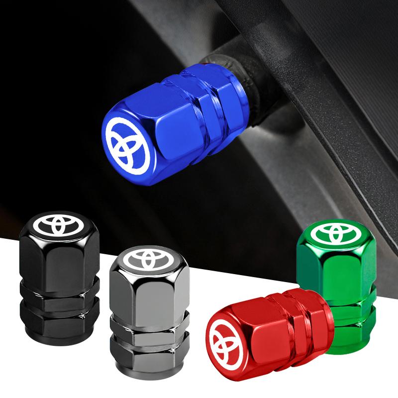 4pcs keychain Car wheel Tire Valve Caps For Toyota GR sport Corolla Rav4 CHR Hilux Aygo Prius Yaris auto Accessories sticker