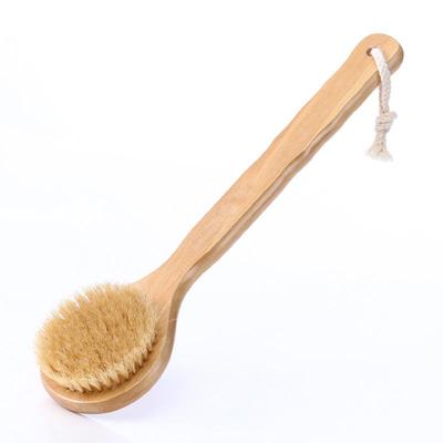 Engravable Natural Wooden Bath Brush with Boar Bristles for Pets