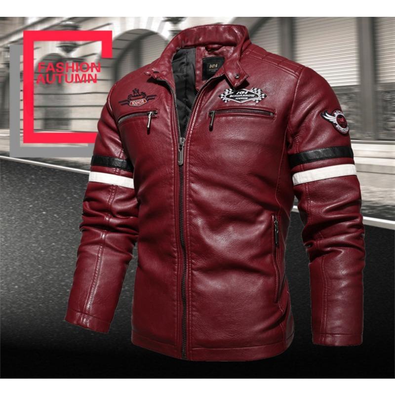Spring Autumn New Men's Motorcycle Jacket Men's Trendy Embroidered Color-block Fashion Jacket Coat