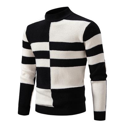 Men's Autumn Winter Casual Knitted Sweater Mock Neck Sweater Knit Pullovers Men