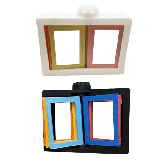 Roterande Fotoram 3D-tryckt Foto-karusell Rotera och Vänd Sidor Fotohållare Skrivbordsdekoration för Visning Organisering av Foton