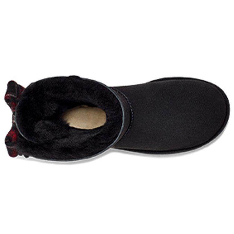 UGG Bequeme Wadenhohe Karomusterband Warme Wasserdichte Verschleißfeste Rutschfeste Schneestiefel Damenstiefel Schwarz 1118935-BLK