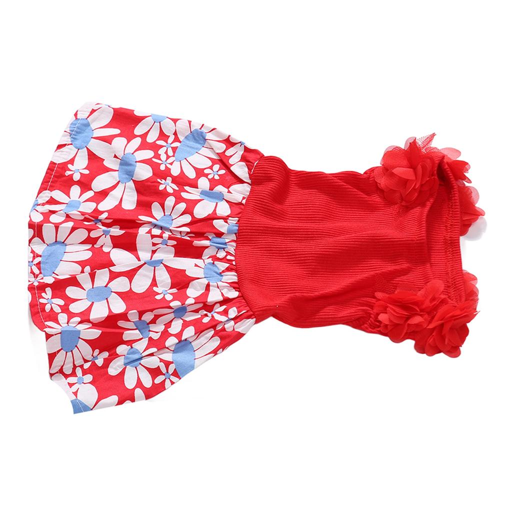 Dog Dress Soft Breathable Lightweight Cute Stylish Summer Clothes Floral Puppy Dress for Daily Party Red L