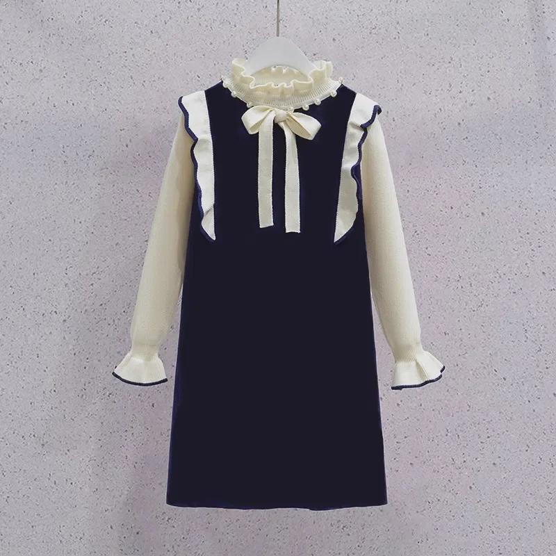 Girls' Autumn/Winter Pearl-Collar Sweater Dress - Fashionable Knit for New Year's Celebrations!