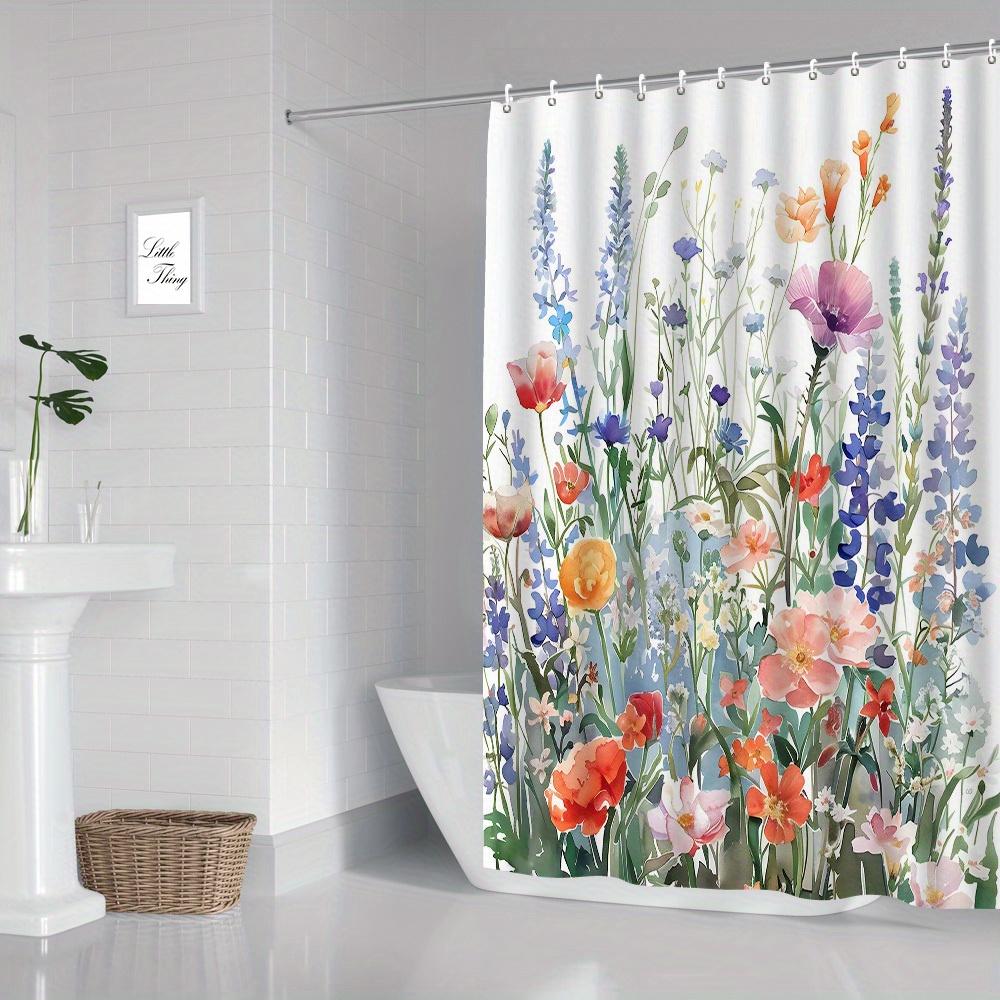 Digital Printing Spring Shower Curtain -Colorful Plant & Flower Pattern,Waterproof Polyester,Ideal For Bathroom&Toilet Partition