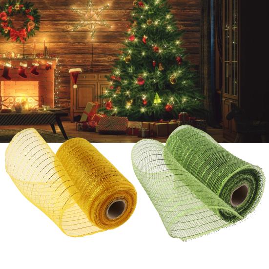 1 Roll Decorative Mesh Eco-friendly High Toughness Net Yarn Christmas Poly Mesh Ribbon Metallic Strips Decor for Home