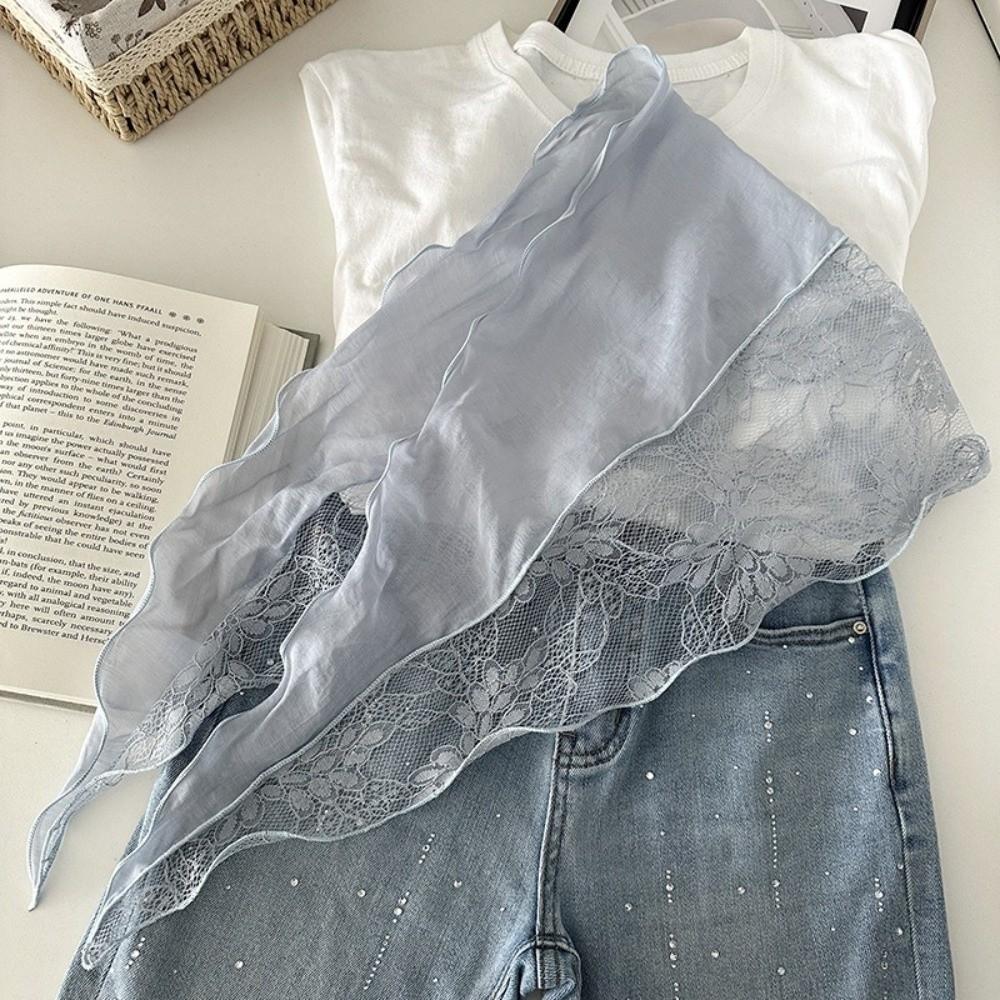 Fashion Breathable Triangle Scarf Sunscreen Lightweight Lace Headband with Lace Wraps Triangle Waistband Clothing Accessories