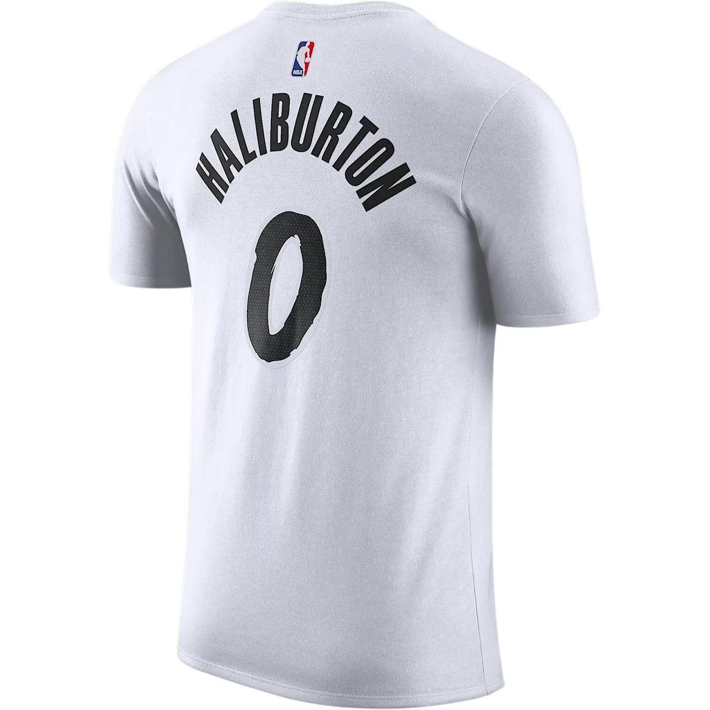 Nike X Colaboración NBA Indiana Pacers FW24 Tyrese Haliburton Esencial City Edition Logo Cuello Redondo Manga Corta Camiseta Hombre Tops Blanco HJ2775-101