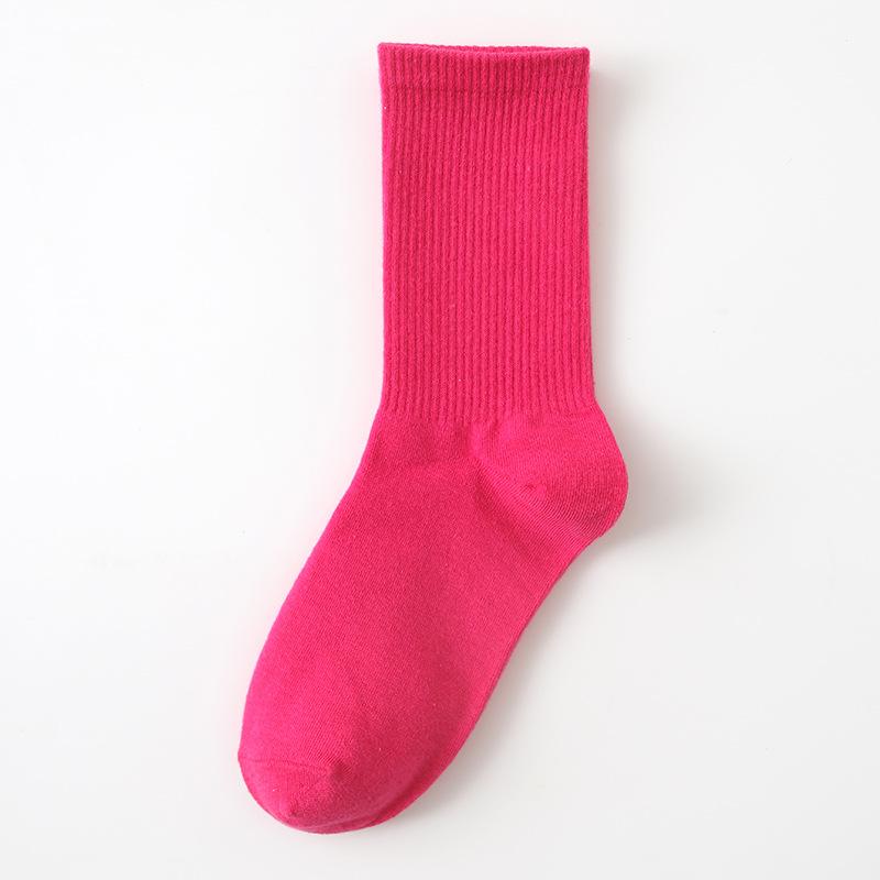 

Жіночі весняно-осінні тонкі однотонні шкарпетки-гольфи цукеркового кольору 1 pair рожевий червоний колір